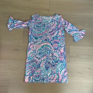Cute Lilly mini dress (worn once) in pink blue and purple pattern